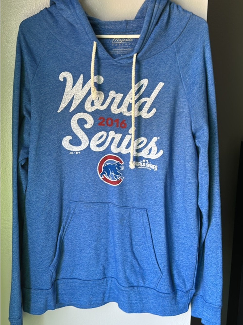 Majestic Blue Chicago World Series Pullover Hoodie with Red Accents